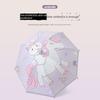 2026 New Model Children's Umbrella Cartoon Black Plastic Dual-Use Umbrella for Sun and Rain, Automatic Reflective Strip Long-Handle Umbrella for