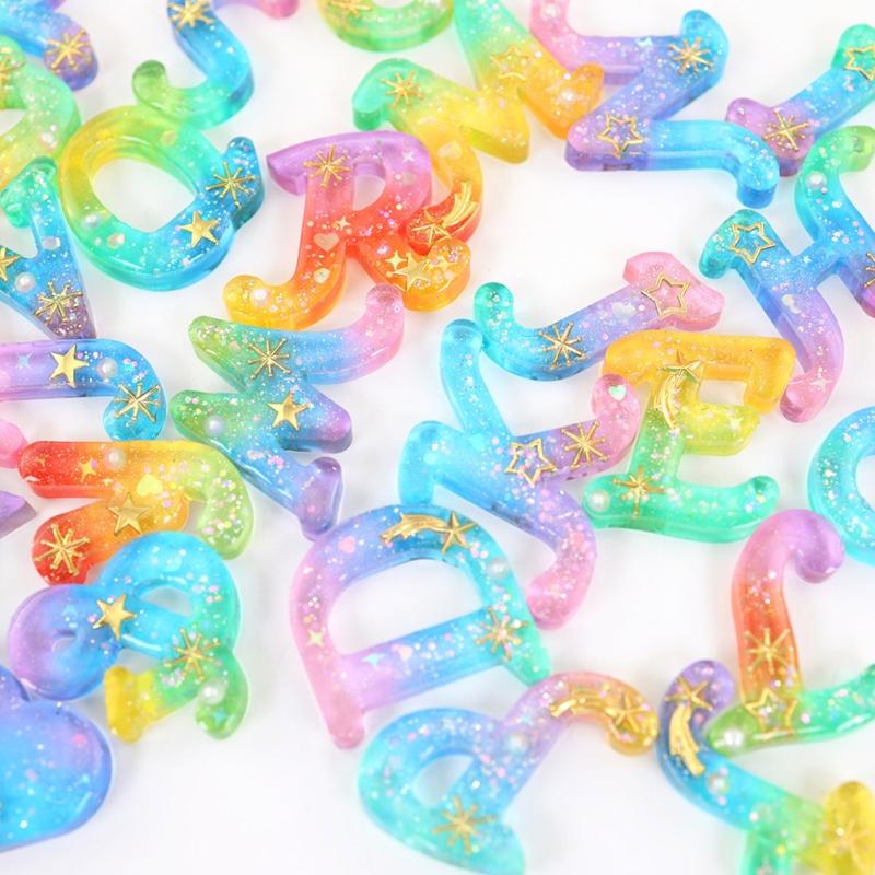 Diy Crystal Resin Drop Glue Alphabet English Word Pendant Keychain Silicone Mirror Handmade Mold Halloween Jewelry