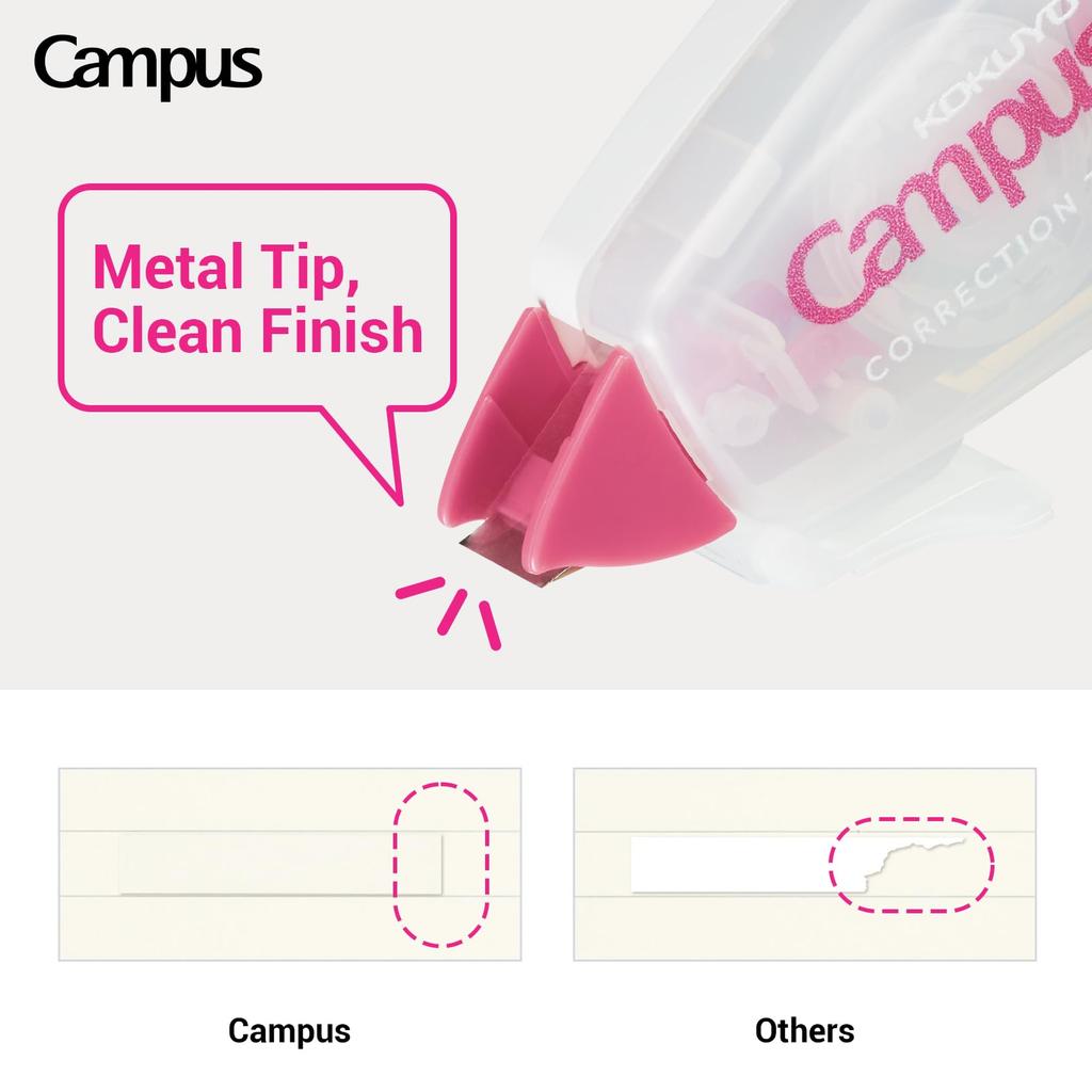 Kokuyo Campus Correction Tape Pack of 3 A-ruled Notebooks Disposables 6.5mm x 6m Pink