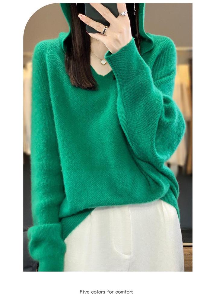 Women's Soft V-neck Sweater - 2026 Autumn/Winter Loose Knit Long Sleeve Pullover Top