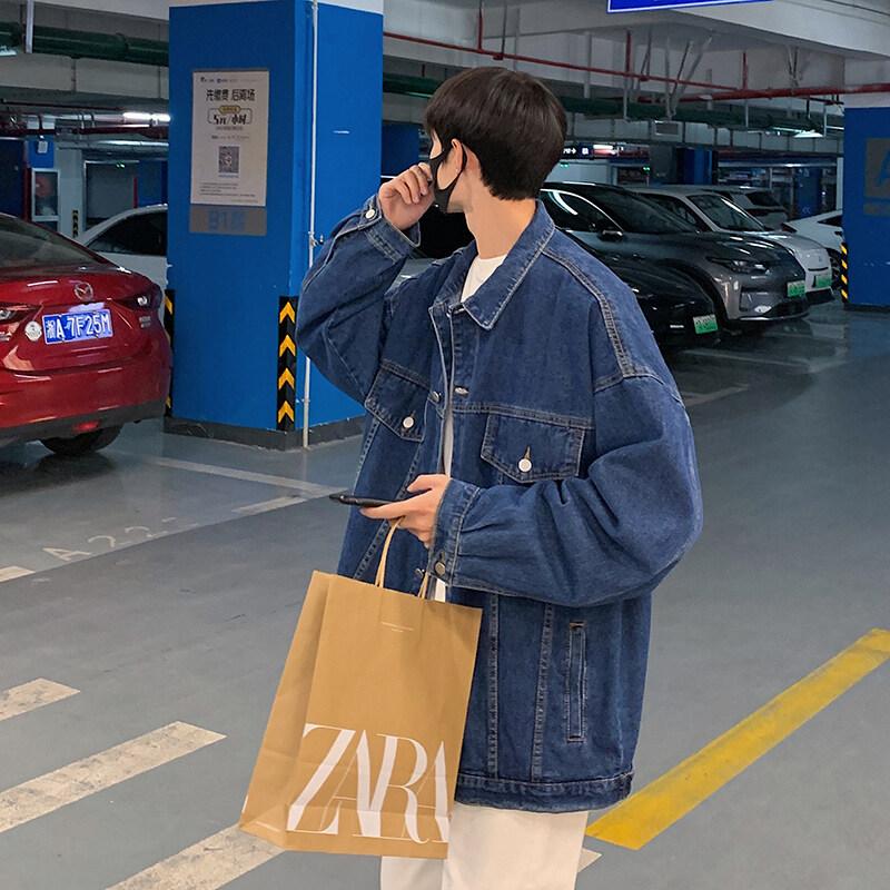 

Американская джинсовая куртка мужская весенняя полная большого размера модная толстая свободная ленивая универсальная хулиганская красивая куртка-инструмент 3XL 180-110kg темно-синий