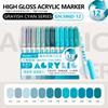 GuangNa 12 Colors/box Direct Liquid Hardhead High-gloss Acrylic Marker, for Student Notebook Writing, DIY Painting Graffiti