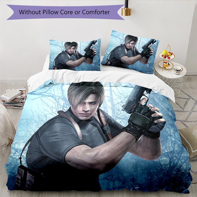 3pcs Resident Evil Bedding Set Duvet Cover Closure Includes 1 Duvet Cover & 2 Pillowcases, Soft and Comfortable for All Seasons.