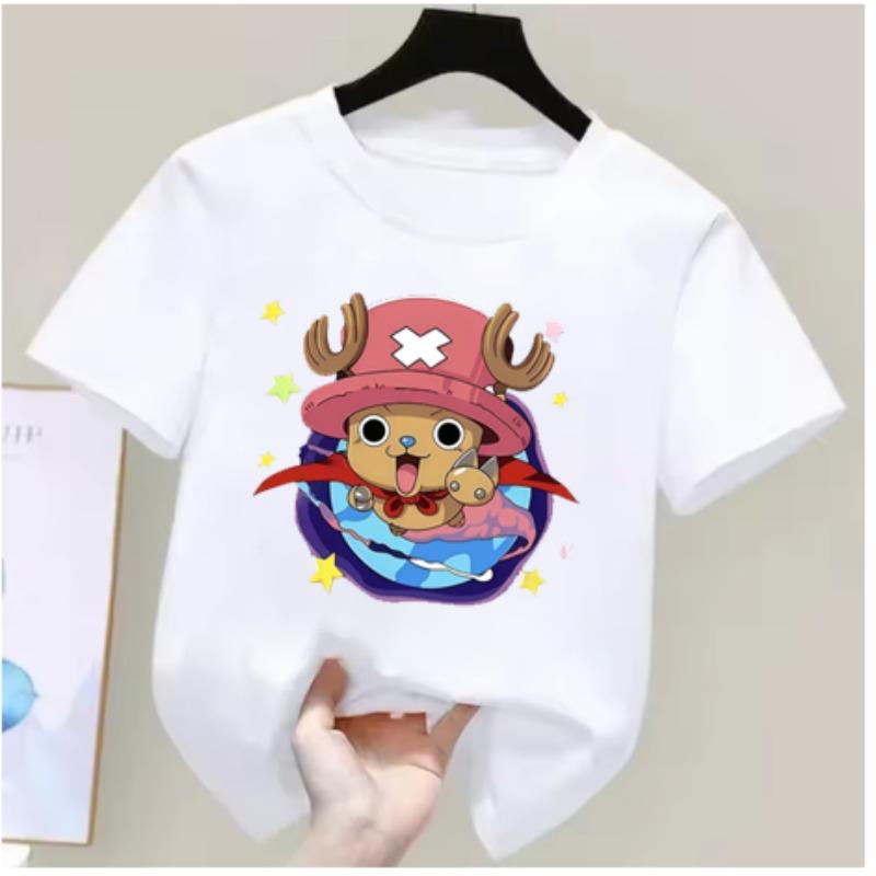 One Piece Boy's Girl's T Shirt Summer Kids Anime T-Shirt Luffy Zoro Nami Chopper Cute Clothes Cartoon Tees Birthday Gifts Tops