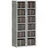 Set of 2 CD Media Display Shelf Unit Tower Rack with Adjustable Shelves, Grey