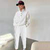 Spring and Autumn Women's Fashion Button Up Collar Hoodie Loose Pants, Hoodie Set