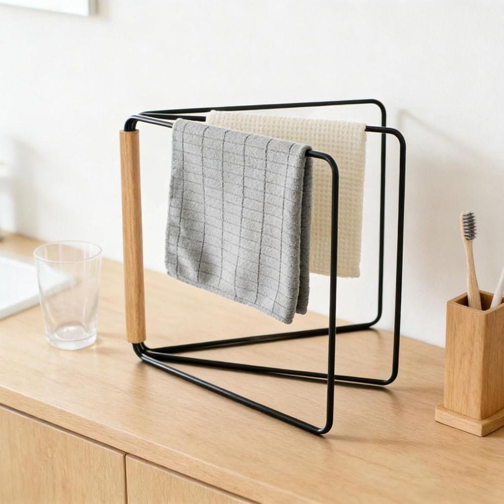 Foldable 3 Arm Towel Storage Stand No Installation Drying Rack Pratical Dish Rag Holder Bathroom