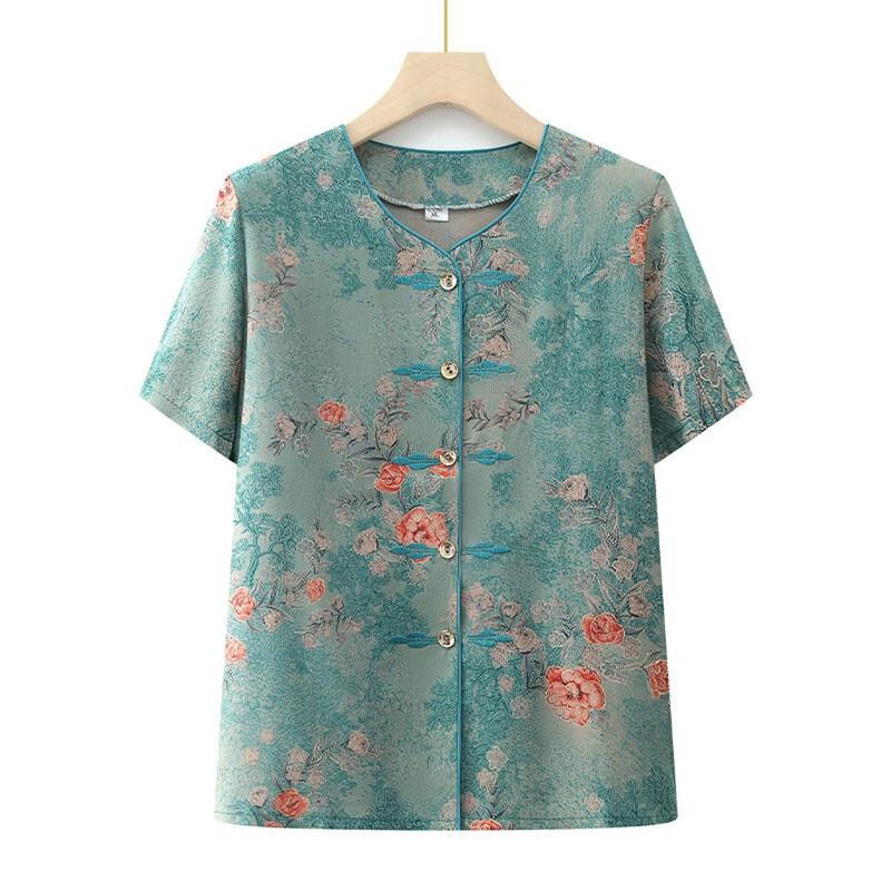 Women s New Chinese Style Printed Short Sleeve Top 2XL