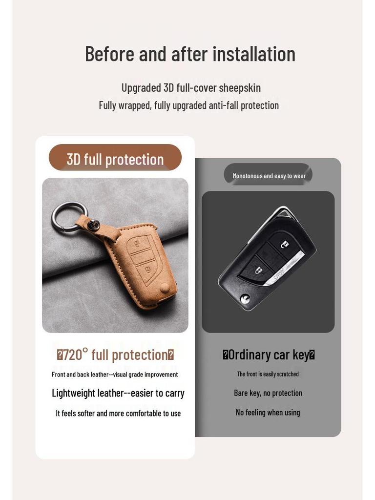 Sheepskin Leather Key Cover for Toyota Alphard, RAV4, Camry, Highlander