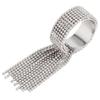 Party Outfit Ring with Flowing Drop Detail, Bead Chain Statement Design and Open Metal Tone Fit for Streetwear