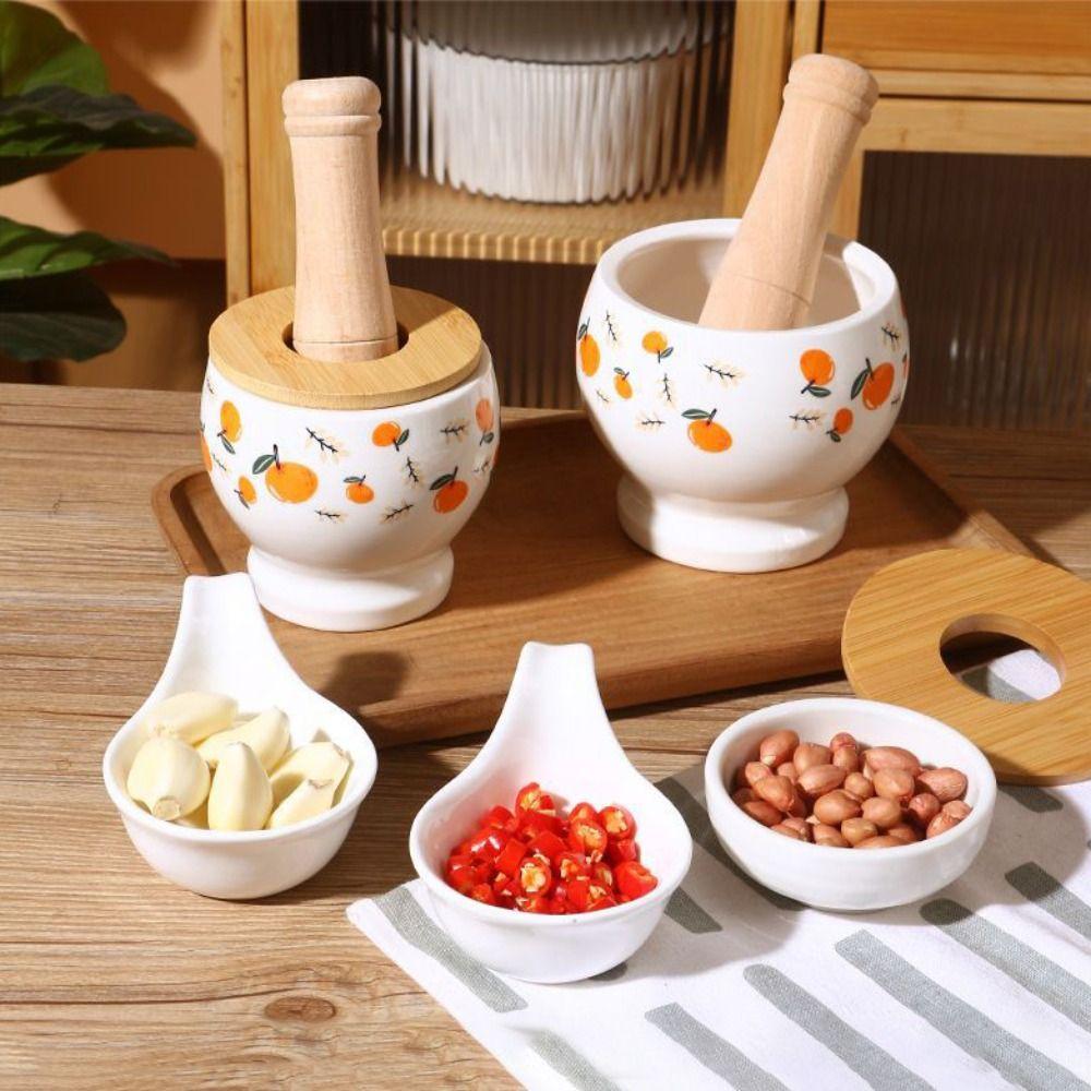 Internal Thread Ceramic Mortar Ceramic Manual Mortar Garlic Pounder Garlic Masher Household