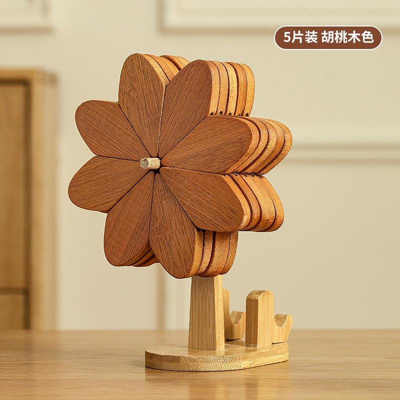 Windmill Foldable Wooden Trivet Creative Heat Resistant Pad for Hot Dishes Pots Bowls Cups Table Mat