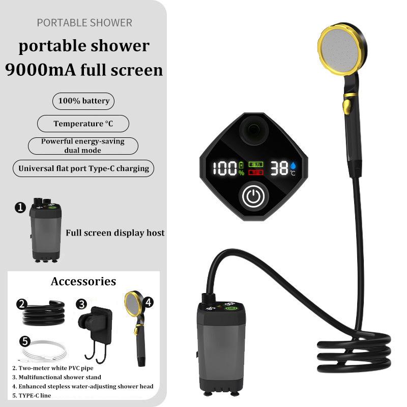 Outdoor Shower Electric Shower Head Bath Artifact Rechargeable Shower Set Simple Camping Water Bag Battery Water Pump