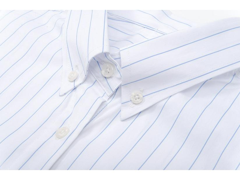 TBJL Women's White Pinstripe Campus Style Short Sleeve Blouse