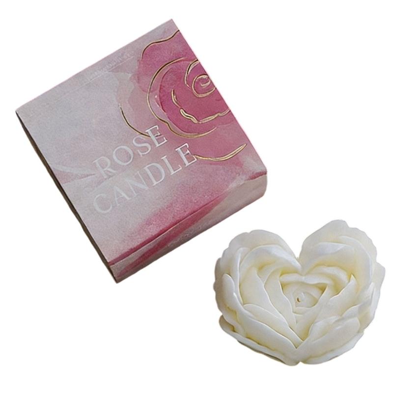 Rose Heart Shape Scented Candle Lastings Burn Aromatherapys Candle Ornament for Home Table Decorations Photo Props