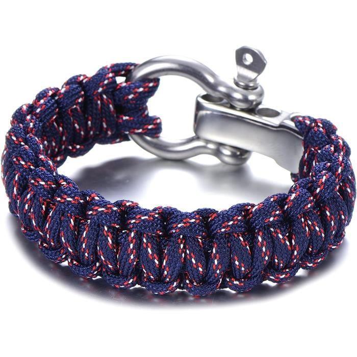 Paracord Bracelet De Survie Hommes Acier Inoxydable Bracelet Outdoor Tressé[H1118]