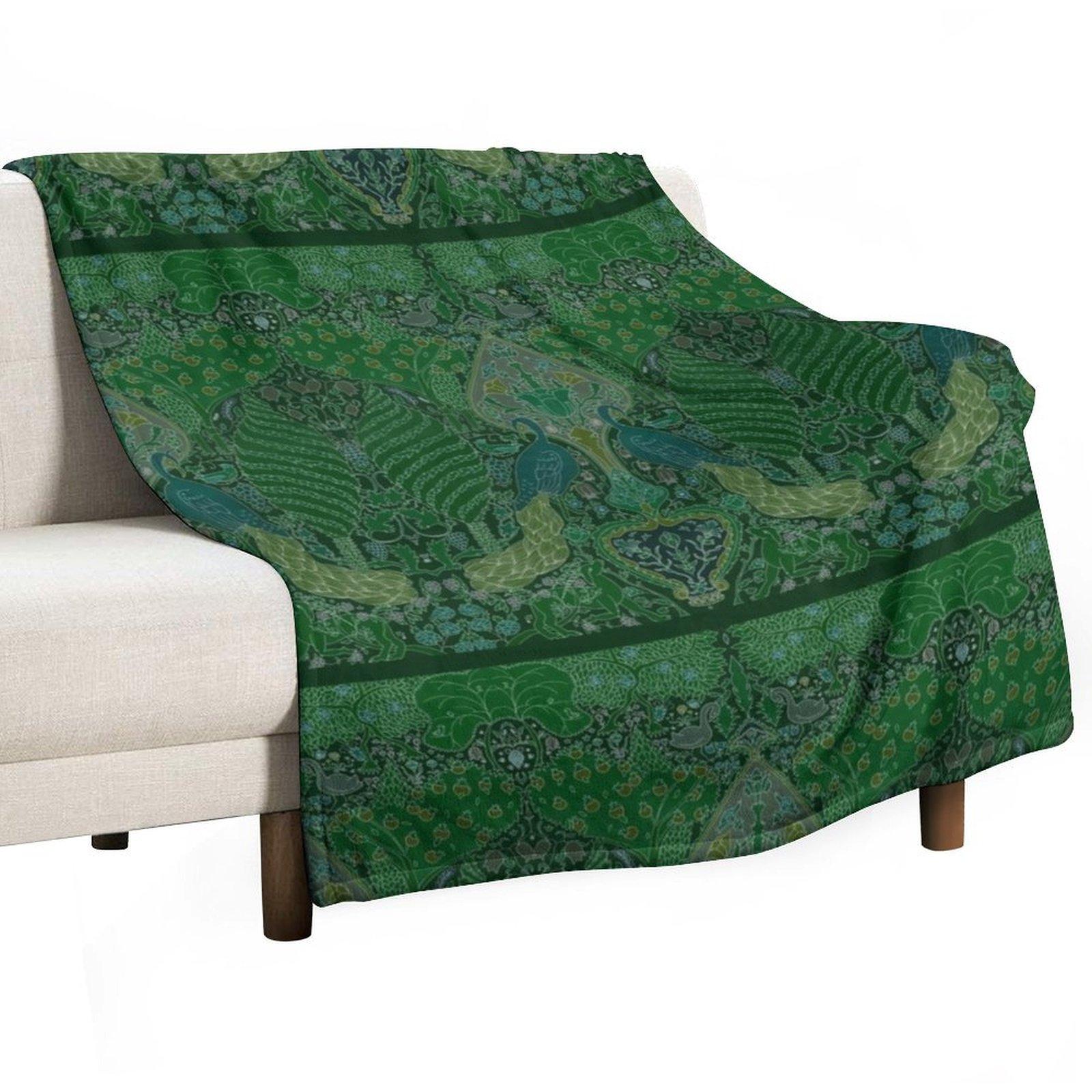 

Peacock Art Deco/Art Nouveau in Arsenic Green Throw Blanket Bed Decorative Beds Plush for winter Blankets 30x40in