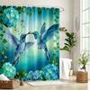 Pair Of Green Hummingbirds & Lily Of The Valley Waterproof Shower Curtain For Bathroom Decor