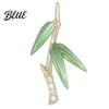 Green Bamboo Brooch Pin for Women Three-Dimensional Shape with Bag