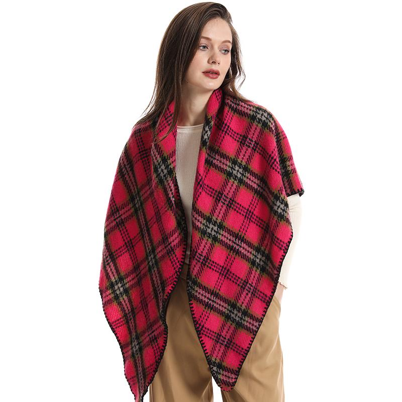 Luxury Cashmere Winter Scarves Women Triangle Pashmina Shawl Korean Pareo Cape Plaid Headscarf Wrap Lady Elegant Poncho Turban
