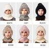 Windproof Winter Cap Mask Set Solid Color Balaclavas Hat Casual 2in1 Scarf Hat  Ski