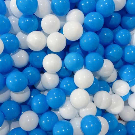 100Pcs/Set Blue White Pit Ball Thickened PE Crush Proof BPA Phthalate Free Safe Indoor Outdoor Baby Toddler Kids Round Ocean Ball Pool Toy