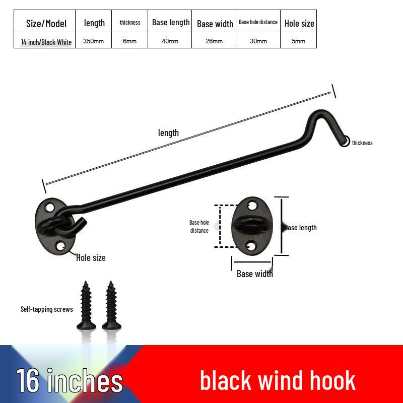 Black Stainless Steel Window & Door Latch Hook