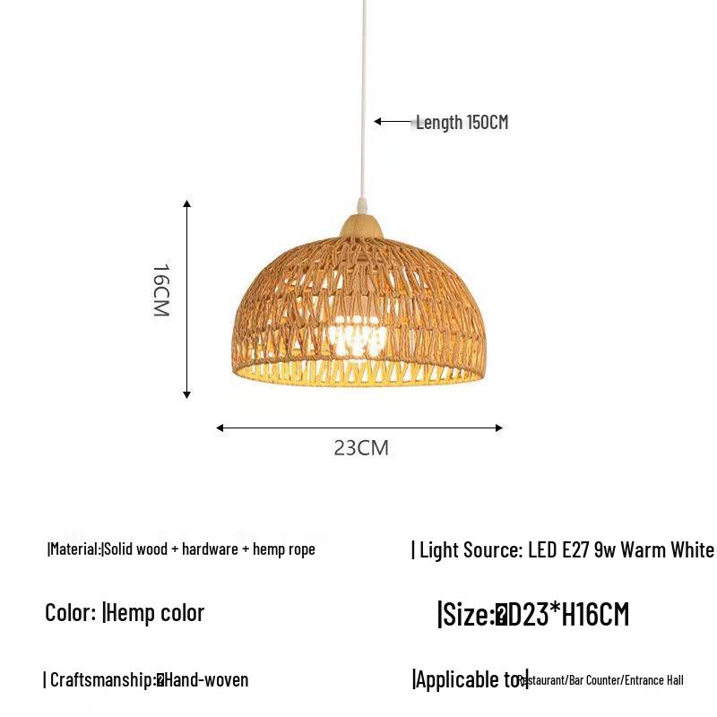 Solid Wood Pendant Light: Japanese Style Dining, Bar, Bedroom, Balcony, Retro Rattan Art, Cream Finish, Long Line Design.