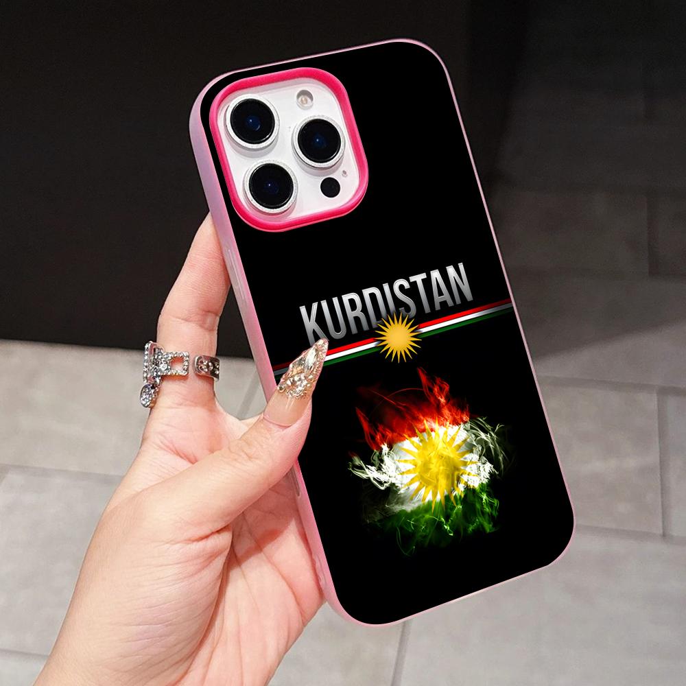 Kurdistan Flag Jelly Double layer Rose Red Mobile Phone Case for iPhone 17 16 15 14 13 12 11 Air Pro Max Plus Protective