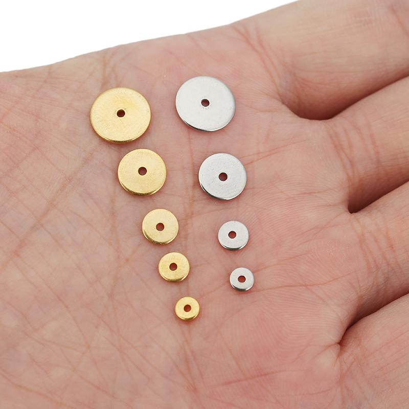 30pcs PVD Never Fade Stainless Steel Spacer Beads 4 5 6 8 Mm Thin Triangle Square Beads For Necklace Bracelet Diy Jewelry Making