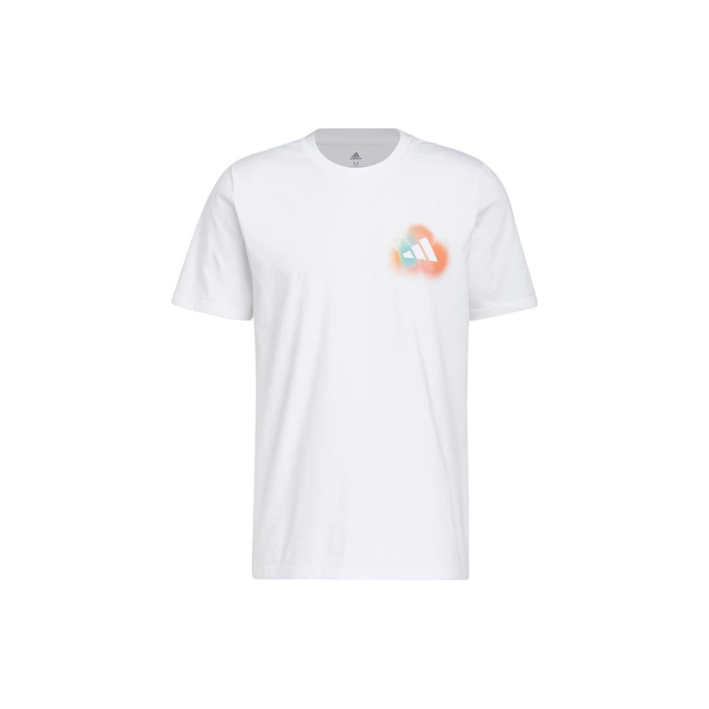 adidas T Shirts Men's White Crew Neck Moderate Straight Fit IC8107