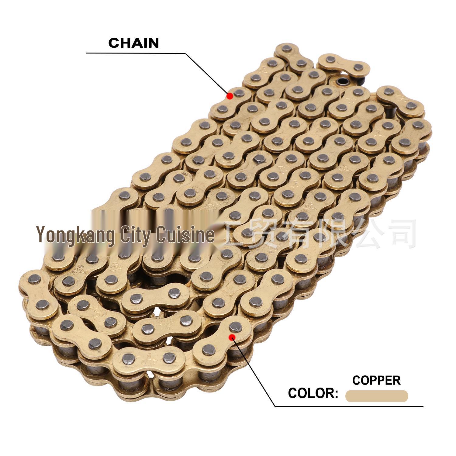 

Qorlun Sur-Ron S/X Qingfeng Upgrade Iron Gold O-ring Bicycle Chain, Available in 112 or 120 Links 420 Chain 112 Links
