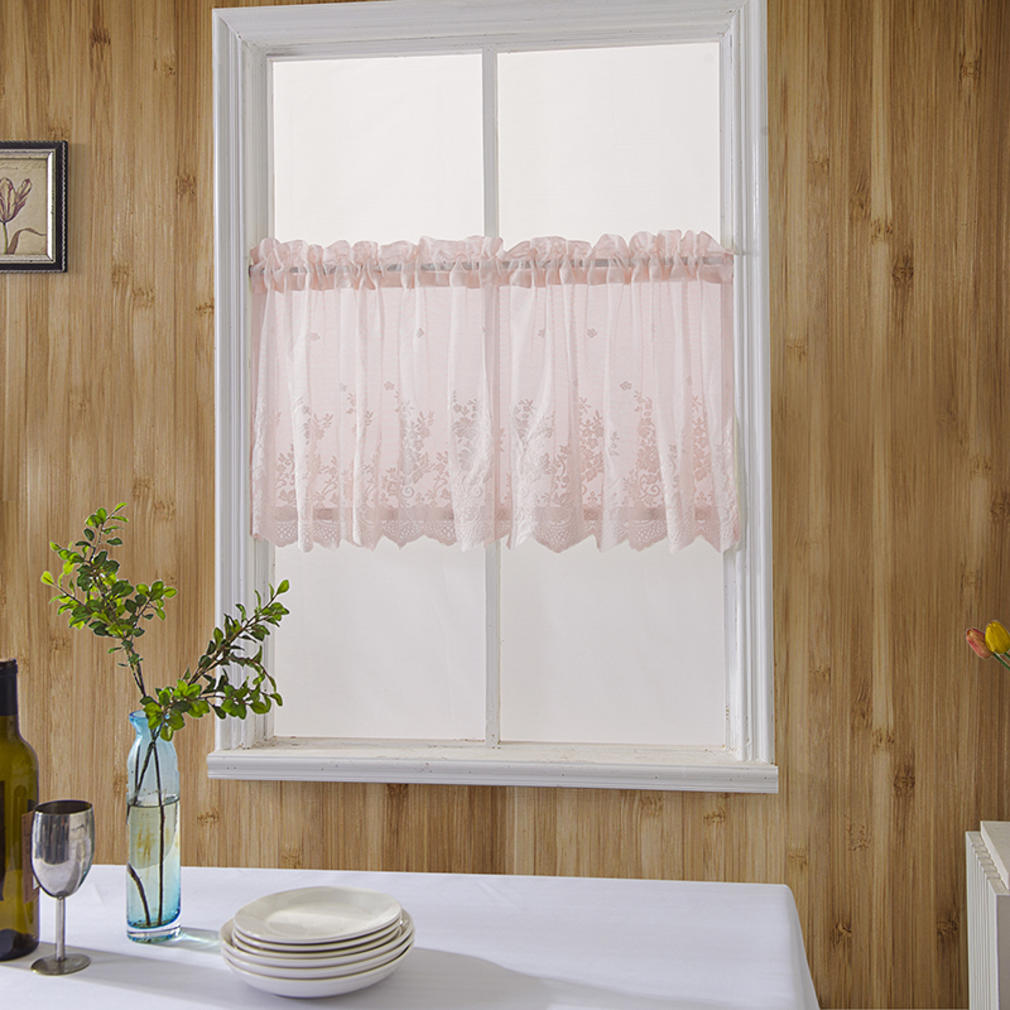 Farmhouse Rustic Style Kitchen Short Sheer Curtains Elegant Lace Blackout Window Valance for Bedroom Bathroom
