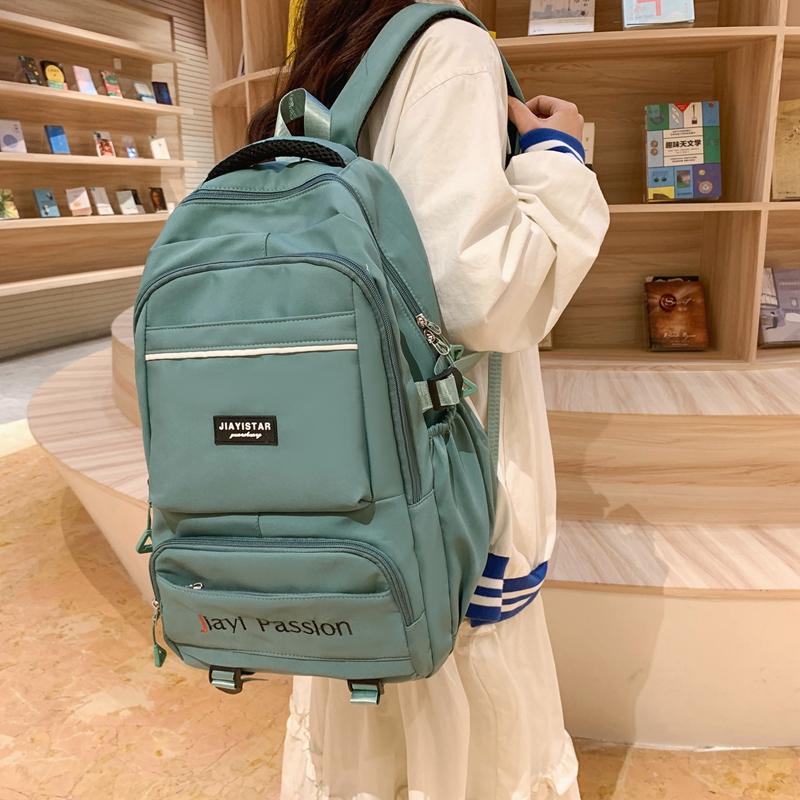 Students Schoolbag Women's Senior High School Backpack Letter Print Large Capacity Backpack