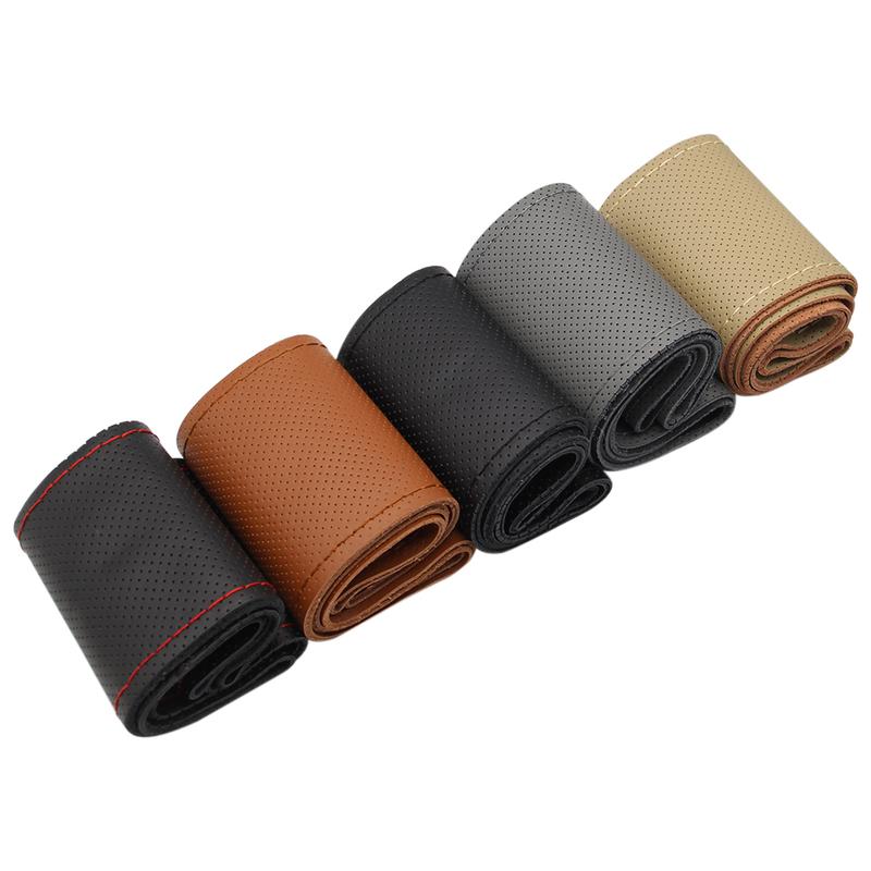 42cm 45cm 47cm 50cm Car Truck Cowhide Steering Wheel Cover Truck Bus DIY Handmade Genuine Leather Steering Wheel Cover