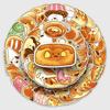 50 Hand-drawn Bread Dog Graffiti Stickers: Cute Cartoon Dessert Designs for Water Bottles, Phones, and Journals.
