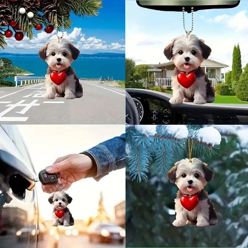 Style Fun Cartoon Acrylic Christmas Tree Car Pendant For Holiday Decoration Home
