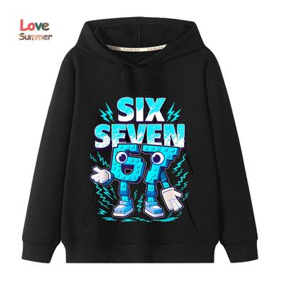 67 Six Seven Kids Hoodie Funny Graphic Pullover Boys Fall Hoodie Casual Girl Sweatshirt