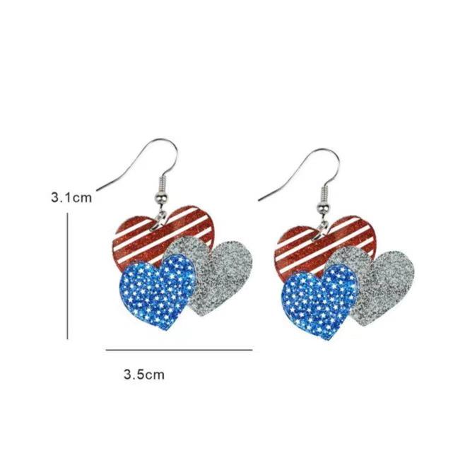 European Handmade USA Independence Day Earrings with Butterfly, Unicorn, Smiley Face, Star, and Woman Head Designs