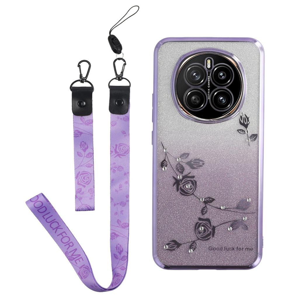 KADEM For Honor Magic7 5G Case Flower Pattern TPU Gradient Phone Cover with Lanyards