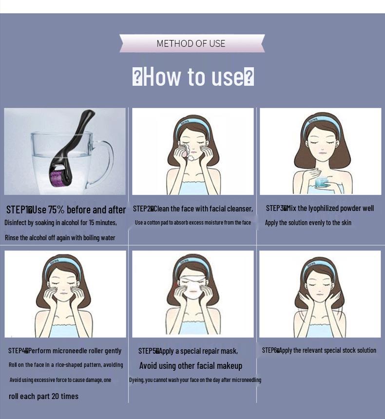 540 Stainless Steel Titanium Microneedle Facial Roller for Home & Salon Use