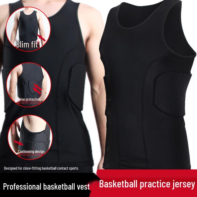 Adult Tight-Fit Shoulder Pad Protection Shirt for Rugby, Basketball, and Football Training