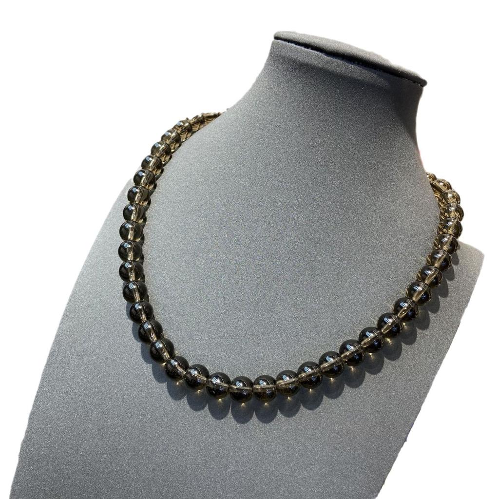 Hand-Woven Natural Crystal Beaded Necklace Obsidian Necklace Niche Quiet Luxury Fashion Ethnic Versatile Sweater Chain