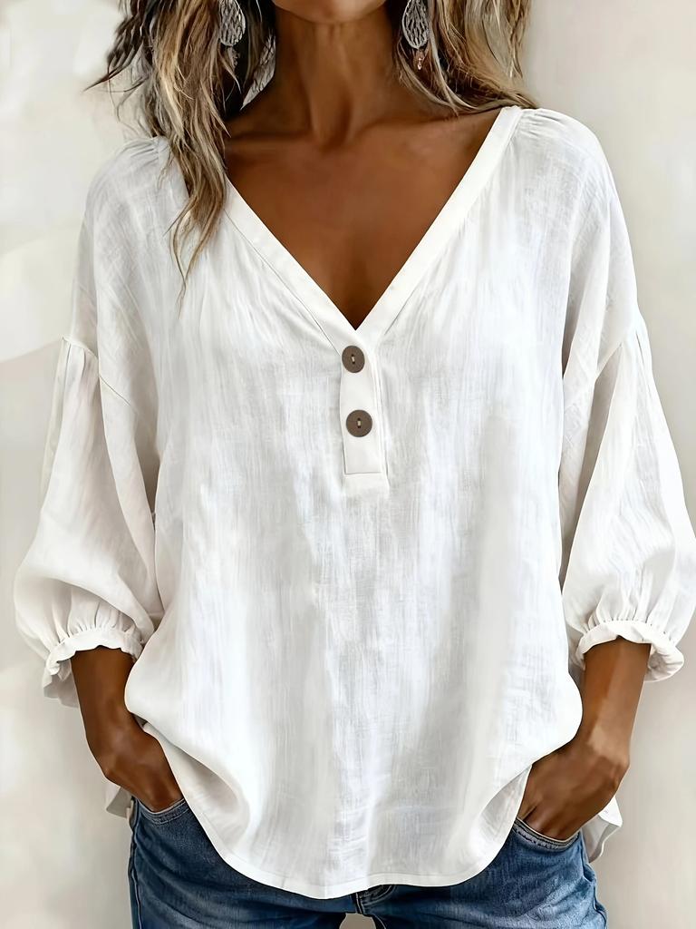 1116 European and American summer casual V-neck loose seven-quarter-sleeved T-shirt top