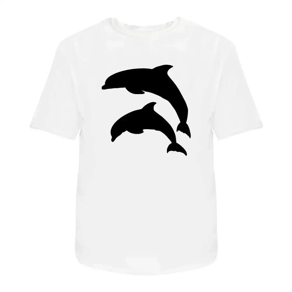 

Dolphins Silhouette Unisexs Womens Cotton T Shirts Graphic Clothing Short Sleeve Vintage Tops Printed Y2K Clothes Classic T Shirt S