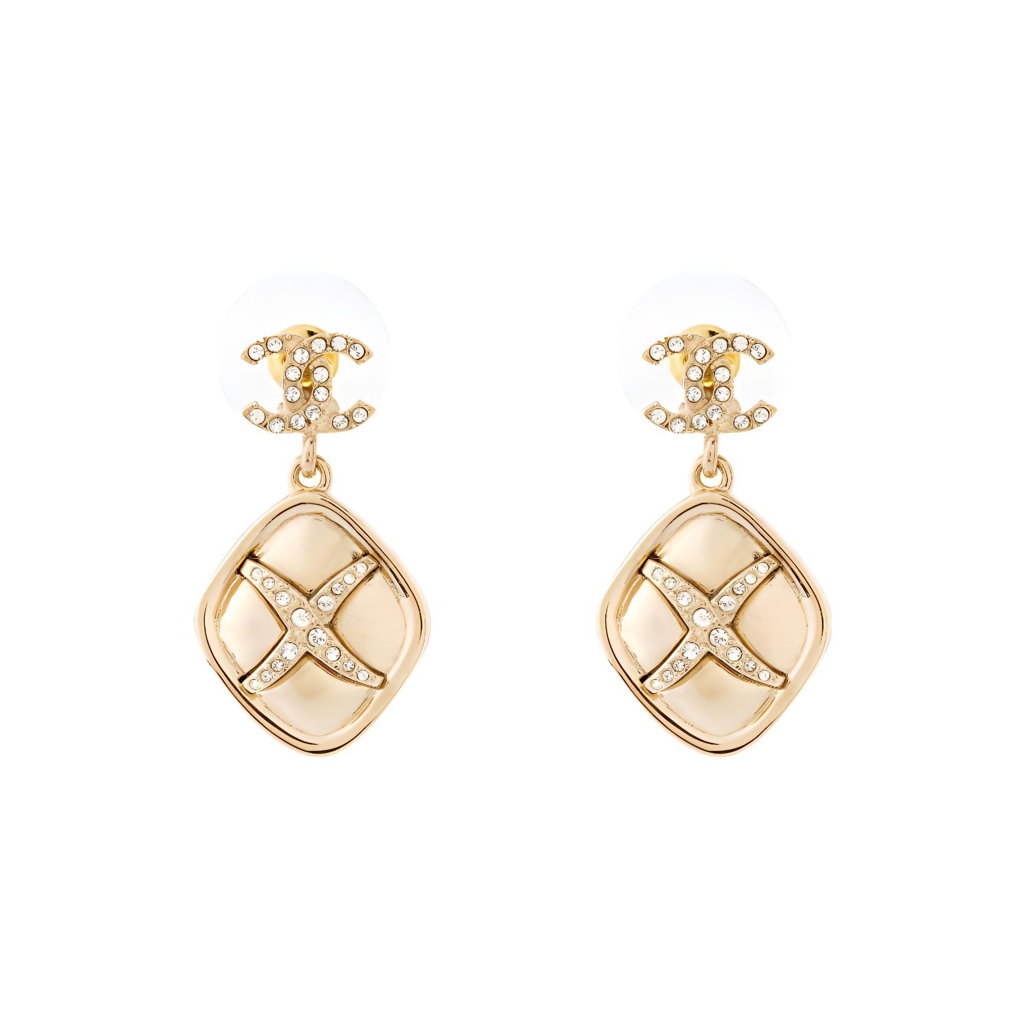 

Chanel Metal And Rhinestone Double C Earrings Women Earrings Gold AB6880-B06561-NF088 Gold,F