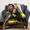 Bob Marley Customize Your Name Blanket Lightweight Personalized Blanket Soft & Cozy Suitable for Picnics Seaside Office Chair Home Decor All-Season Us