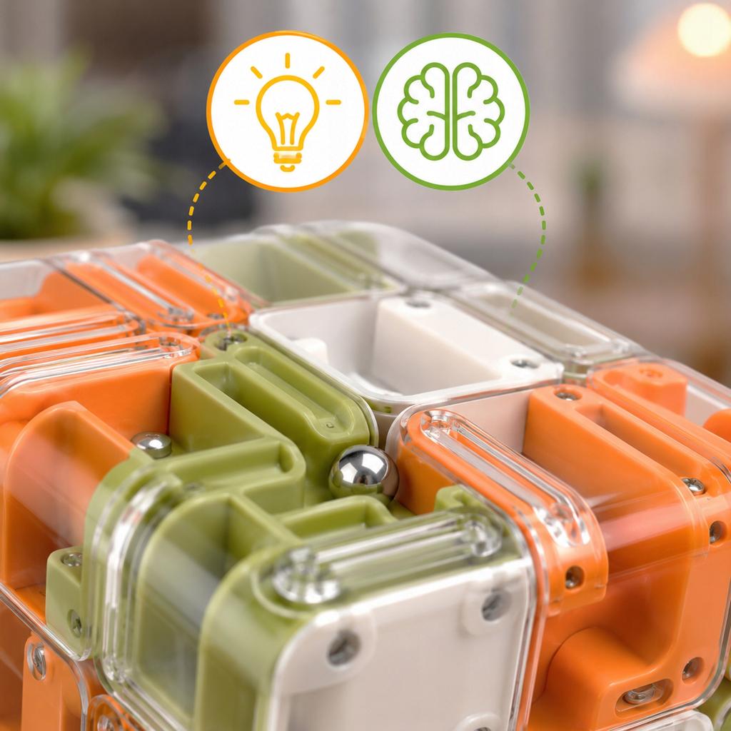 [PACZB] Logic cube for children with a maze and metal cogs Z3393