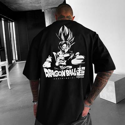 Dragon Ball Anime Trendig Lässig Direkt Bedrucktes Schweres Baumwoll Kurzarm T-Shirt Herren Trendige Marke Amerikanisches Oberteil Trendig