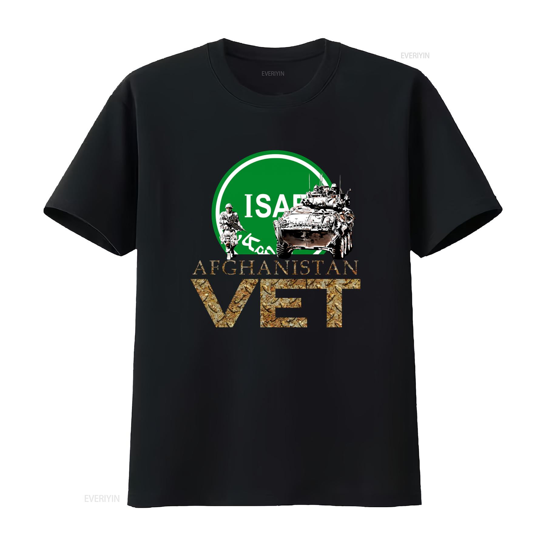 Afghanischer Veteran ISAF Wappen Afghanistan Militär T-Shirt Soldat Panzer Design Perfekt für Veteranen vintage Gewaschen Vielseitige Streetwear 4XL black